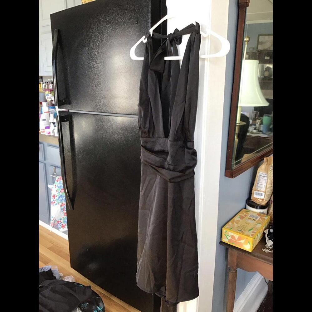 Forever 21 satin feel large halter top, new, jcpenny, black, ties, tunic length